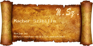 Macher Szibilla névjegykártya
